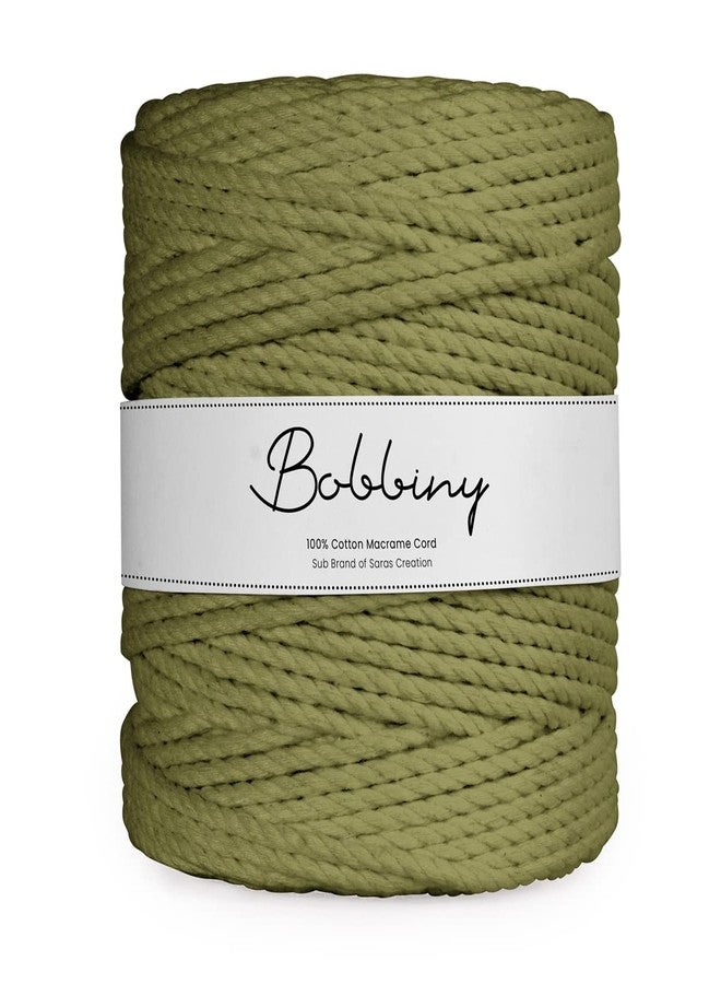Bobbiny | 3 Ply Twisted Macrame Cotton Cord Dori (Roll Packaging) Thread for Macrame DIY and Other Projects | Mehandi Green | 3mm,100 Meter - Image 1